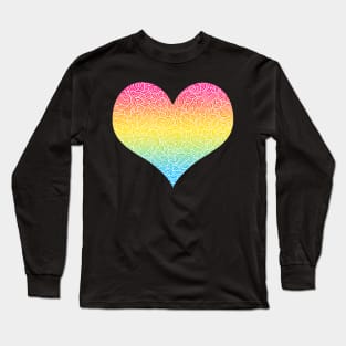 Ombré pansexuality colours and white swirls doodles heart Long Sleeve T-Shirt